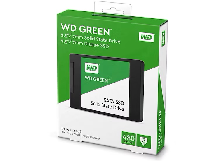 Disco Solido Western Digital Green, WDS480G3G0A, 480GB, SATA 6Gb/s, 2.5", 7mm.