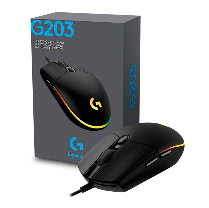 Mouse Gamer Logitech G203, 8000dpi, Negro.