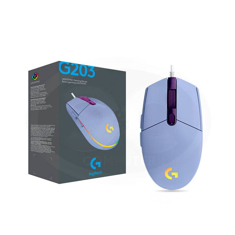 Mouse Gamer Logitech G203, 8000dpi, Lila.