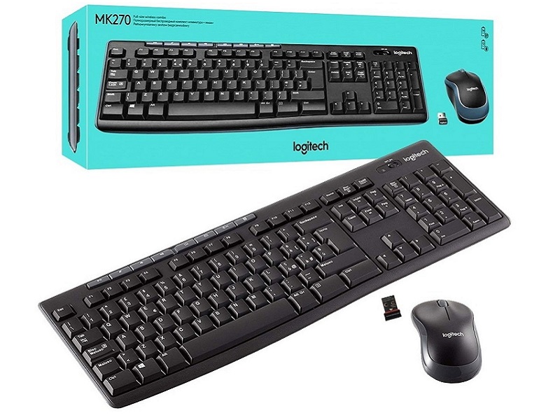 Kit Teclado y Mouse inalambrico Logitech MK270, USB, Negro, 2.4GHz