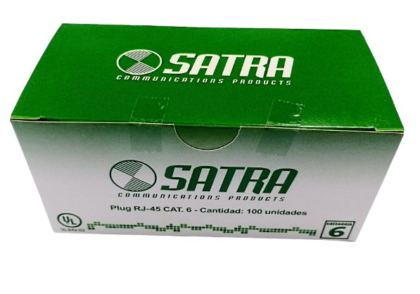 Conector Plug RJ45 CAT6, Satra Caja/100 Unidades. 