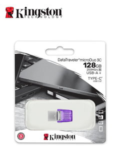 Memoria USB Kingston 128GB DT dual USB-A/USB, DTDUO3CG3/128GB-C.