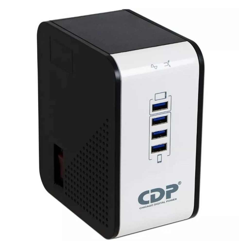 Estabilizador CDP R2CU-AVR1008i, 1000VA/500W, 8P, 4P USB.