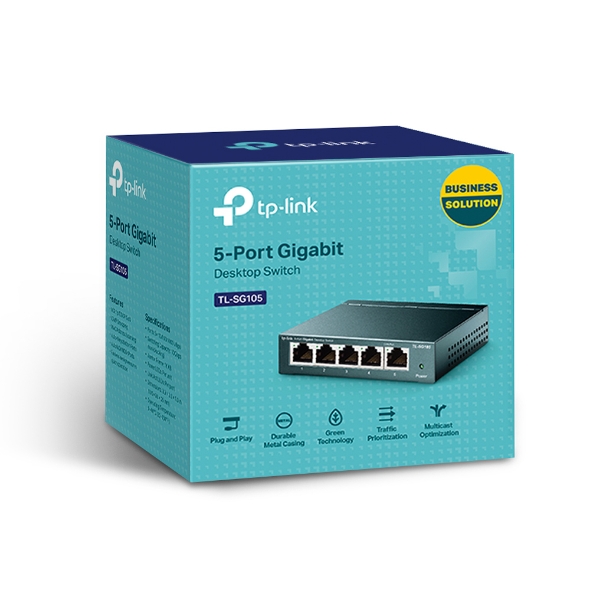 Switch TP-Link TL-SG105, 5 Puertos Rj-45 Gigabit (10/100/1000 Mbps).