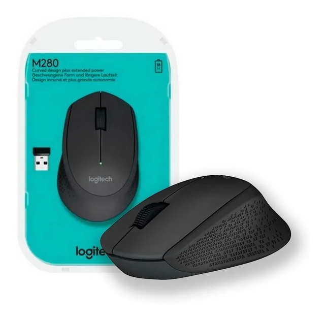 Mouse inalambrico Logitech M280, 1000dpi, Negro.