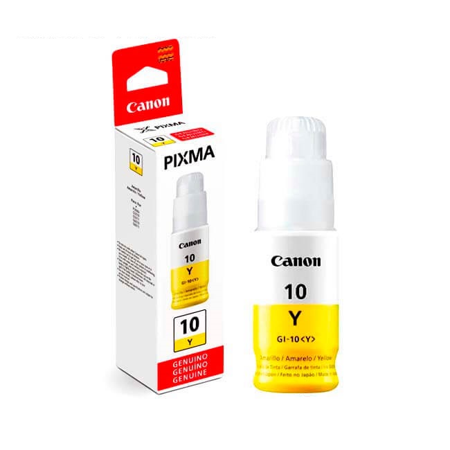 Tinta Canon GI-10Y, Amarillo, 70ml, caja.