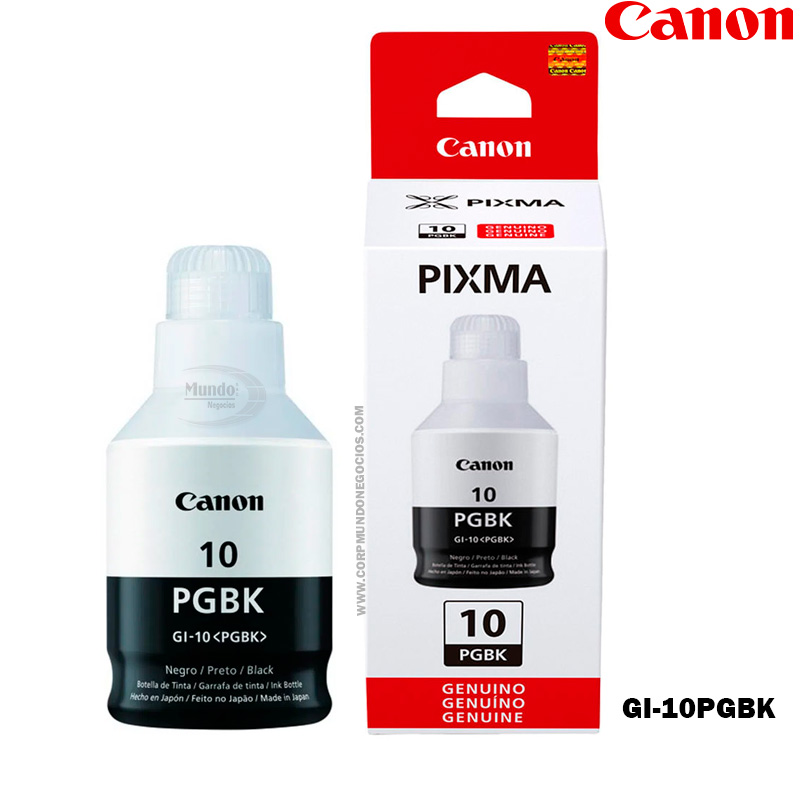 Tinta Canon GI-10BK, Negro, 170ml, caja.