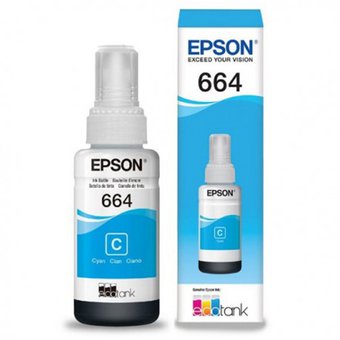 Tinta Epson Original (664) T664220-AL Cyan 70ml Caja. 