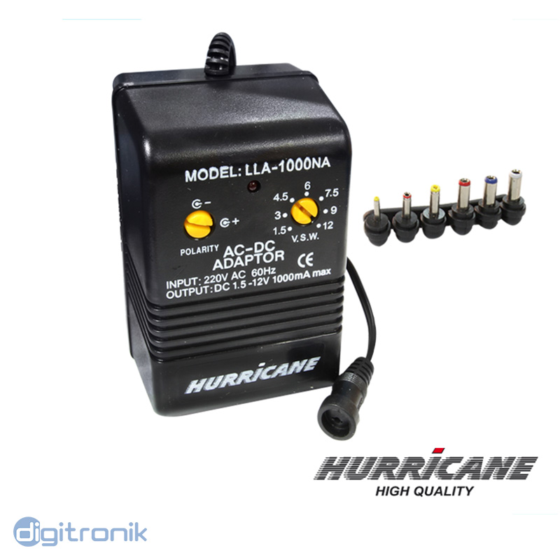 Adaptador de corriente universal 1.5v-12v dc 1Amp LLA-1000NA Hurricane