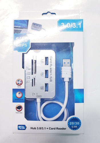 Hub USB 3.0 + Lector de Memorias Lantech KNT-1146.