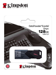 Memoria USB Kingston DataTraveler Exodia Onyx, 128GB USB 3.2,  Negro.