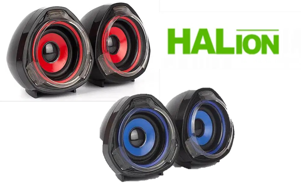 Parlante Gaming Halion HA-S228, 5W, Rojo-Azul.