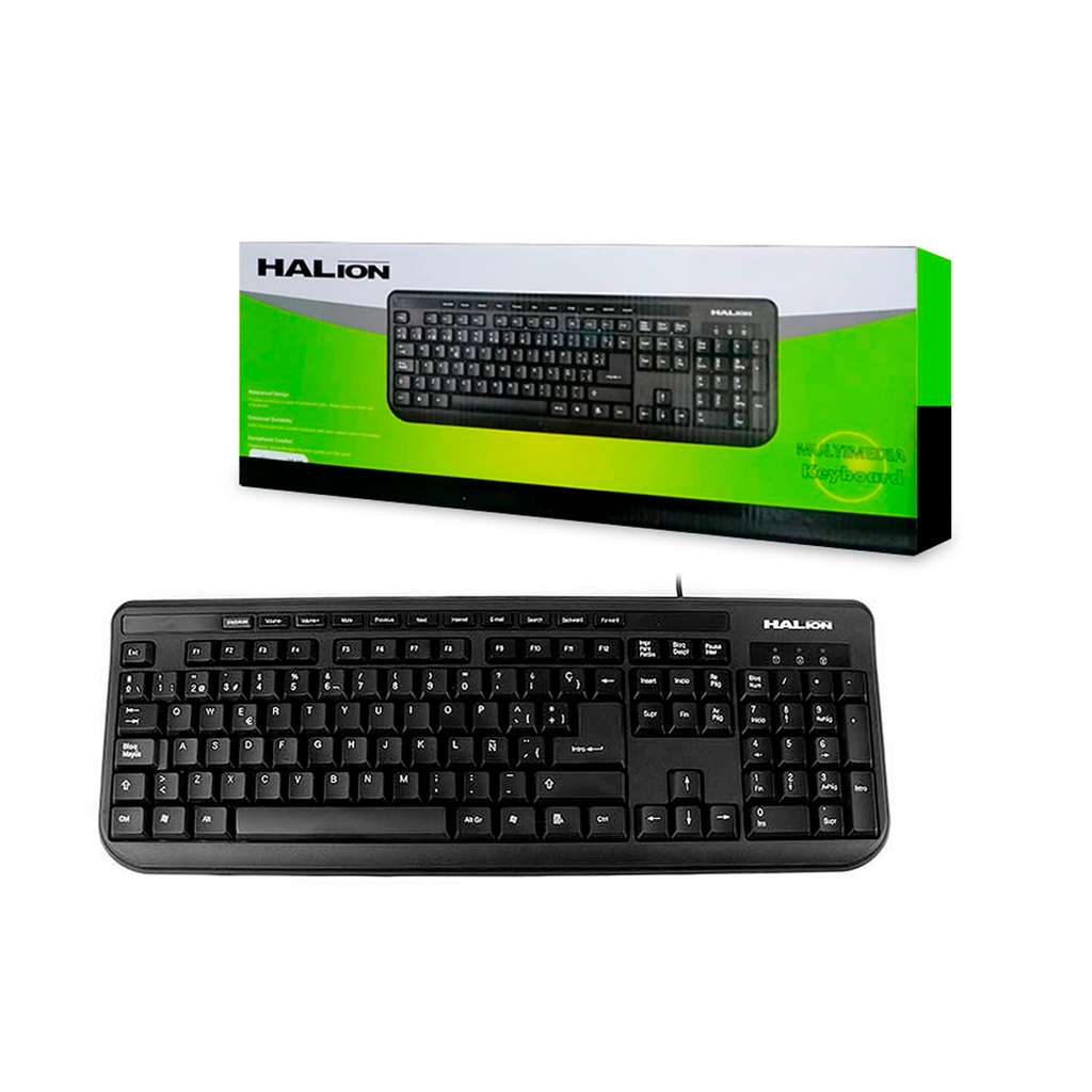 Teclado Halion Multimedia HA-K613, USB, Negro.