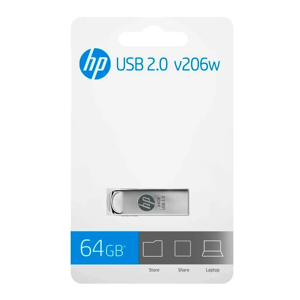 Memoria Flash Usb HP v206w 64GB, 2.0 Metal.