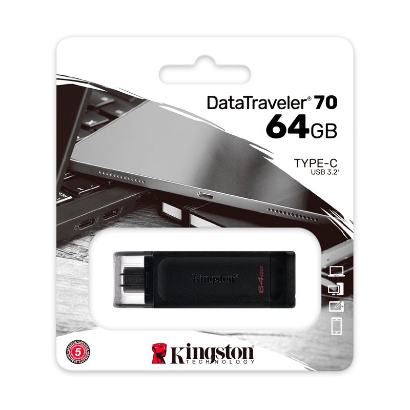 Memoria USB Kingston DataTraveler 70, 64GB, USB-C 3.2