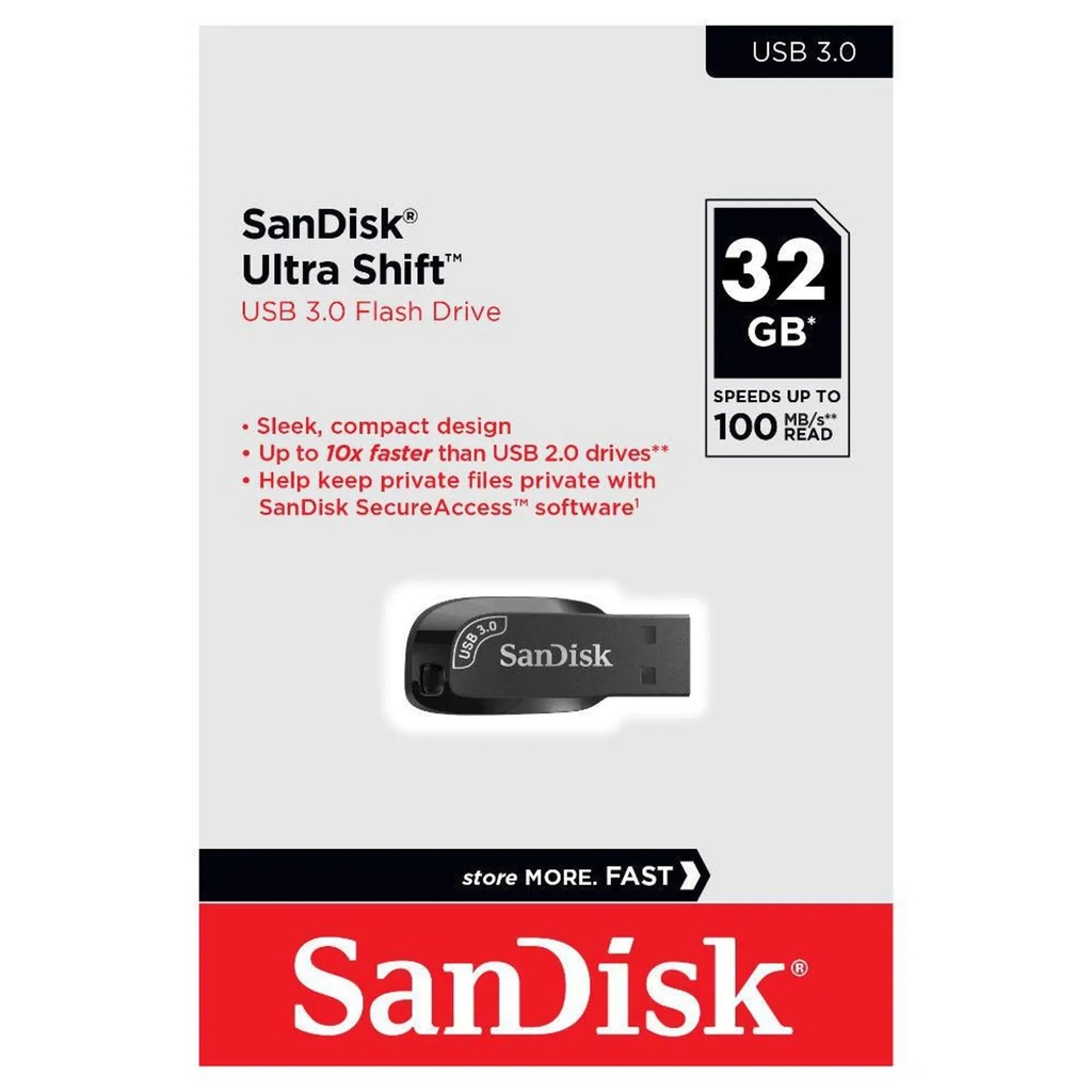 Memoria Flash USB SanDisk Ultra Shift, 32GB, USB 3.0.