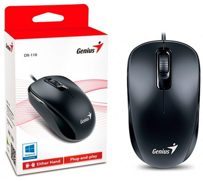 Mouse Genius DX-110, 1000 dpi, Negro.