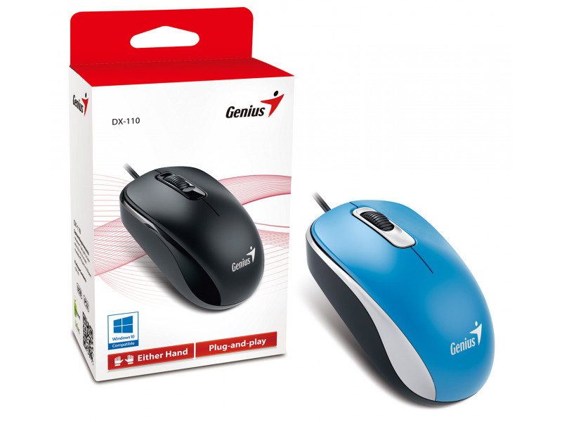 Mouse Genius DX-110, 1000 dpi, Azul.