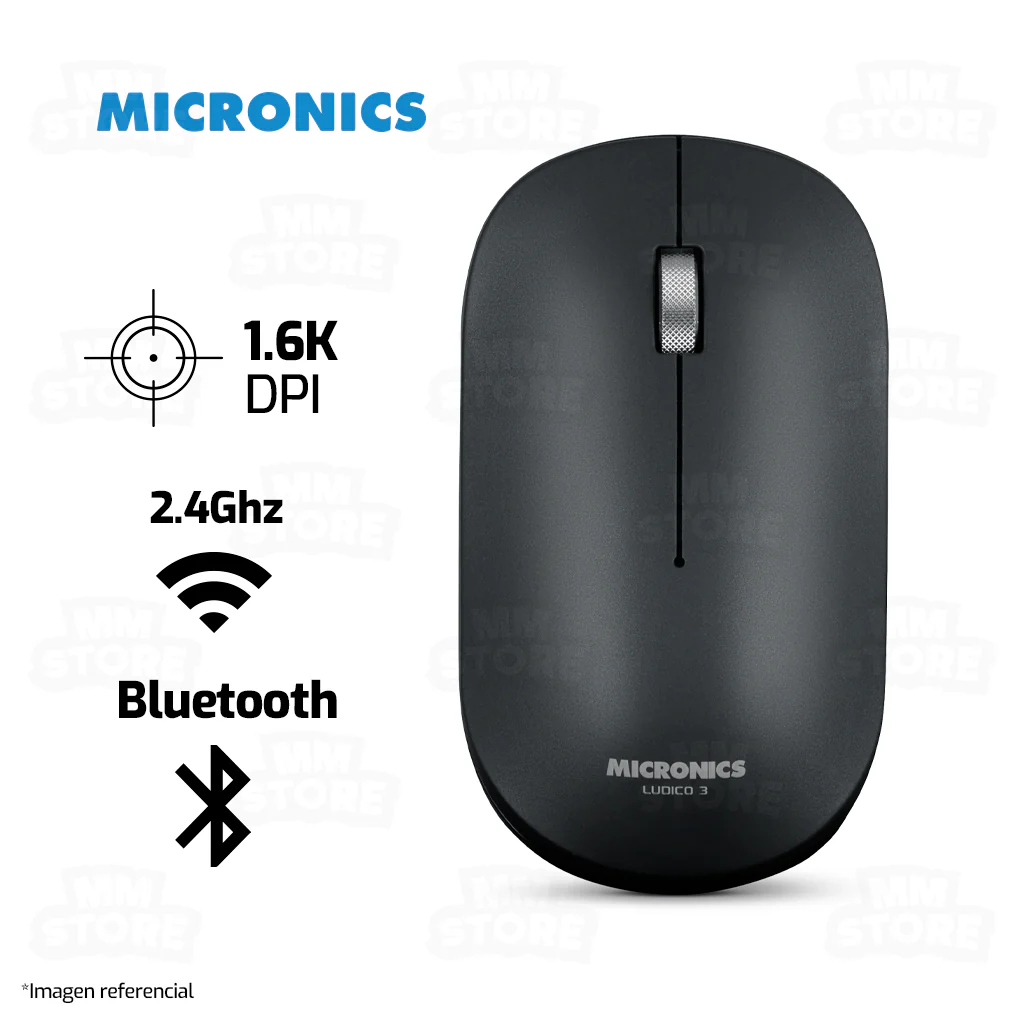 Mouse Inalambrico Micronics Ludico M722-3M, BT+Wifi, Recargable.