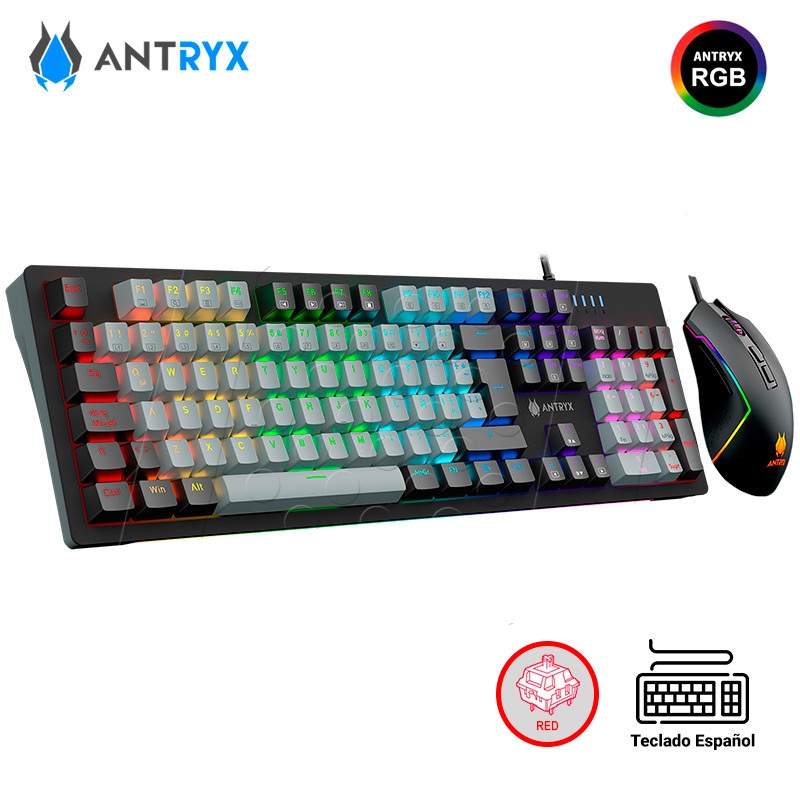 Kit Mecanico Gamer Teclado y Mose Antryx GC-5600 USB Negro, , Red Switch, RGB