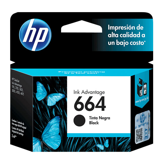 Cartucho de Tinta HP (664) F6V29AL Negro.