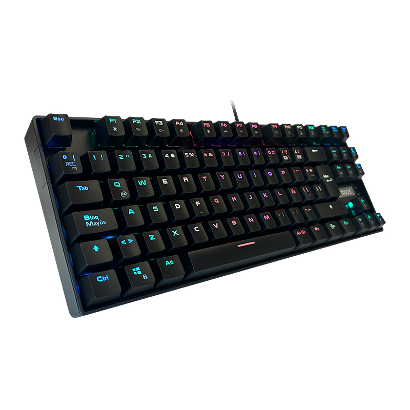 Teclado Gamer Teros TE-4153, mecánico, multimedia, iluminación RGB, TKL, USB.