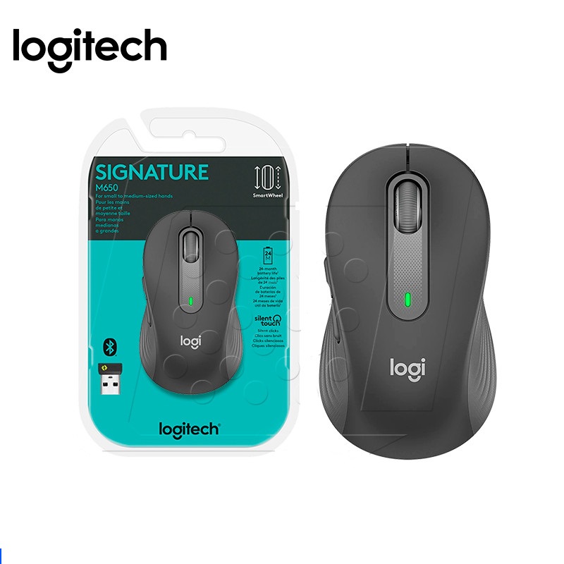 Mouse Inalambrico Logitech Signature M650 Silent, Bluetooth, Negro.