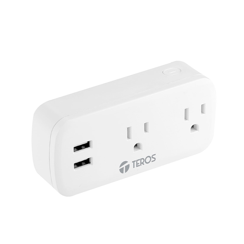 Tomacorriente inteligente TEROS TE9102W, incluye 2 x tomas / 2 x USB / WiFi, color blanco