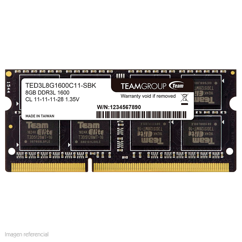 Memoria Ram SODIMM TeamGroup, 8GB, DDR3L, 1600MHz, CL11-11-11-28, 1.35V
