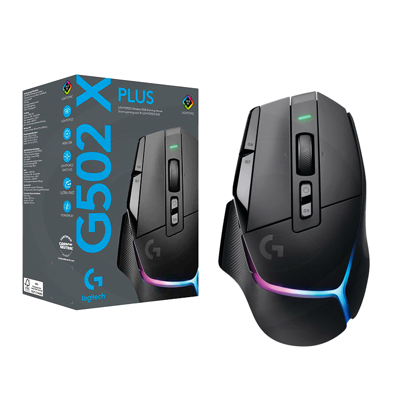 Mouse Logitech G502 X Plus Lightspeed, Inalambrico, Lightsync RGB.