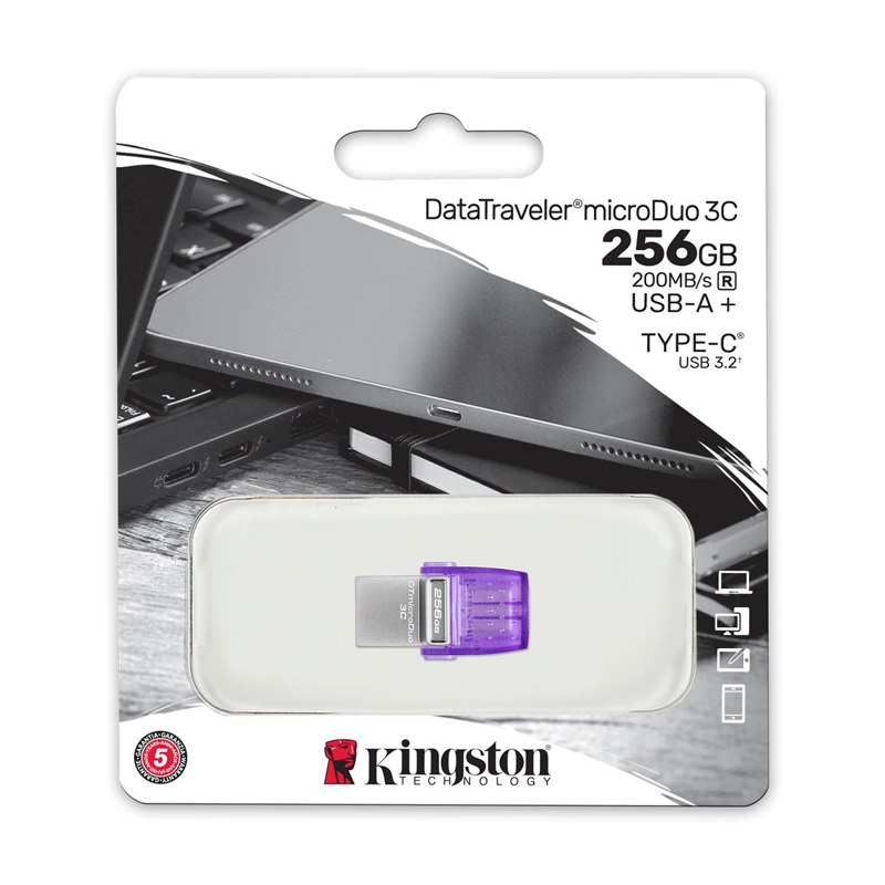 Memoria USB Kingston 256GB DT microDuo 3C 200MB/s dual USB-A + USB-C