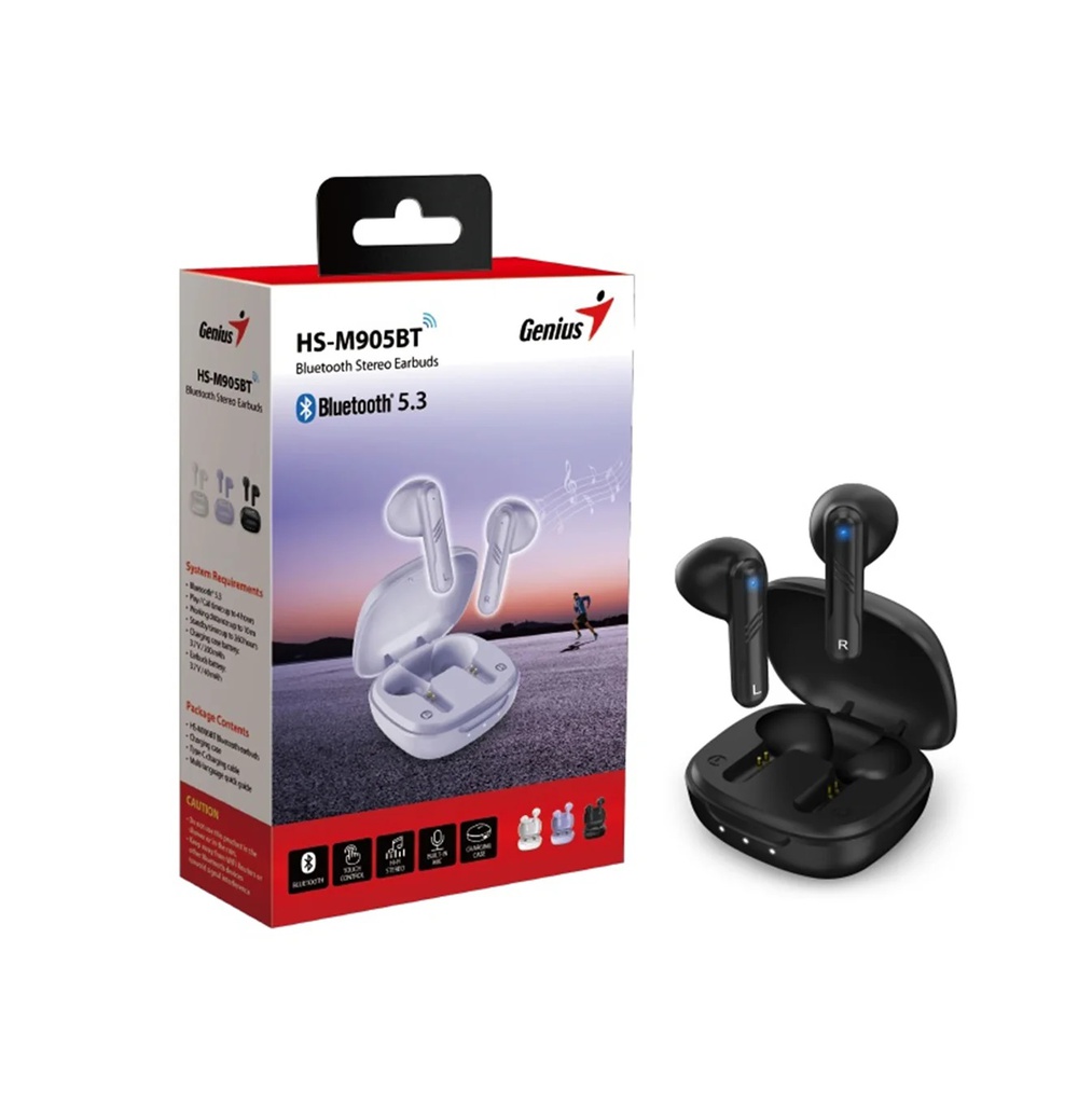 Archivar-Audifono c/Microfono Genius HS-M905BT True, Bluetooth, 18H, Blanco. 