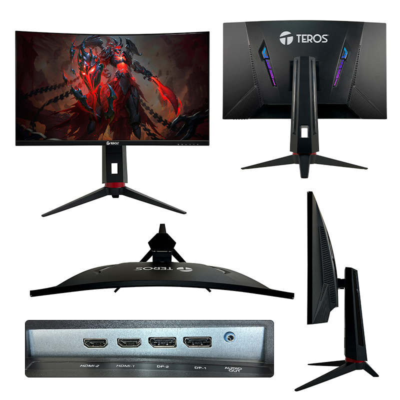Monitor curvo TEROS TE-2765G, 27" QHD VA, 165 Hz, 1 ms, HDMI, DP, PIVOT