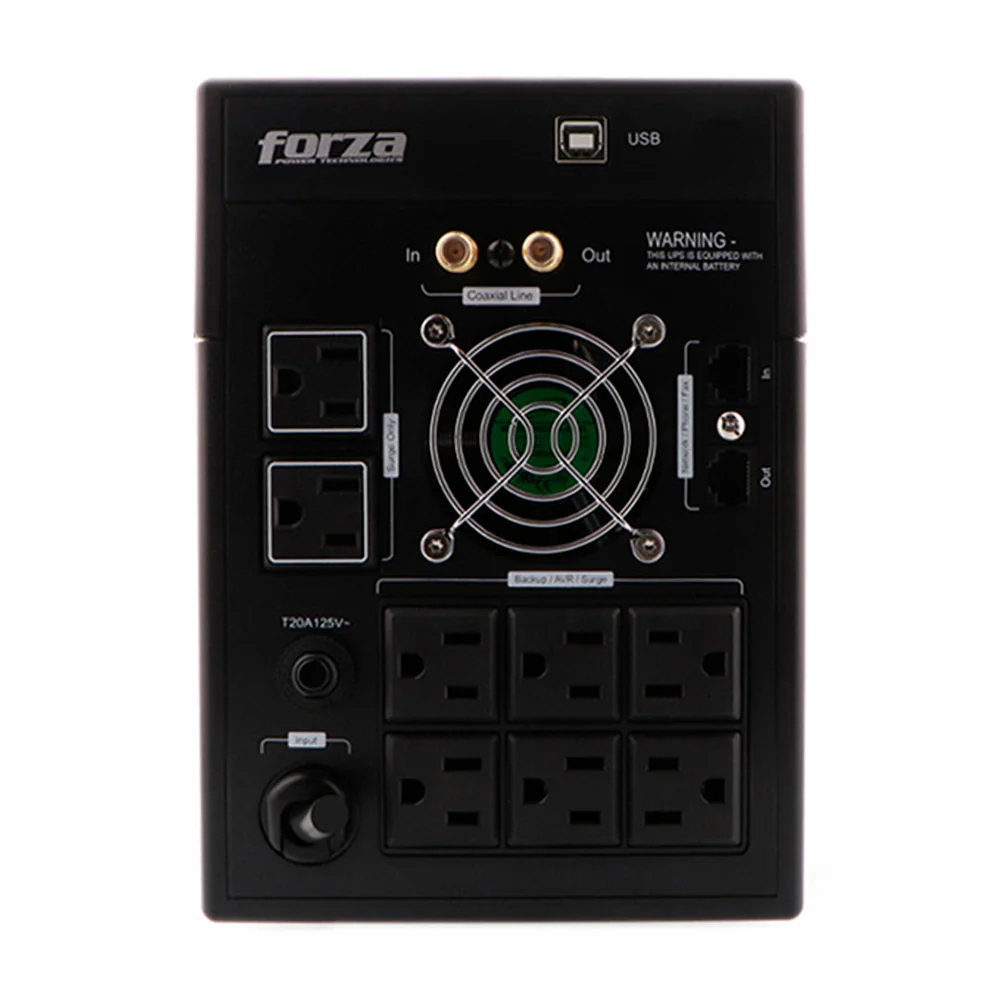 UPS Forza FX-1500LCD-U 1500VA 840W 8T NEMA5-15R USB, Coax, LCD.
