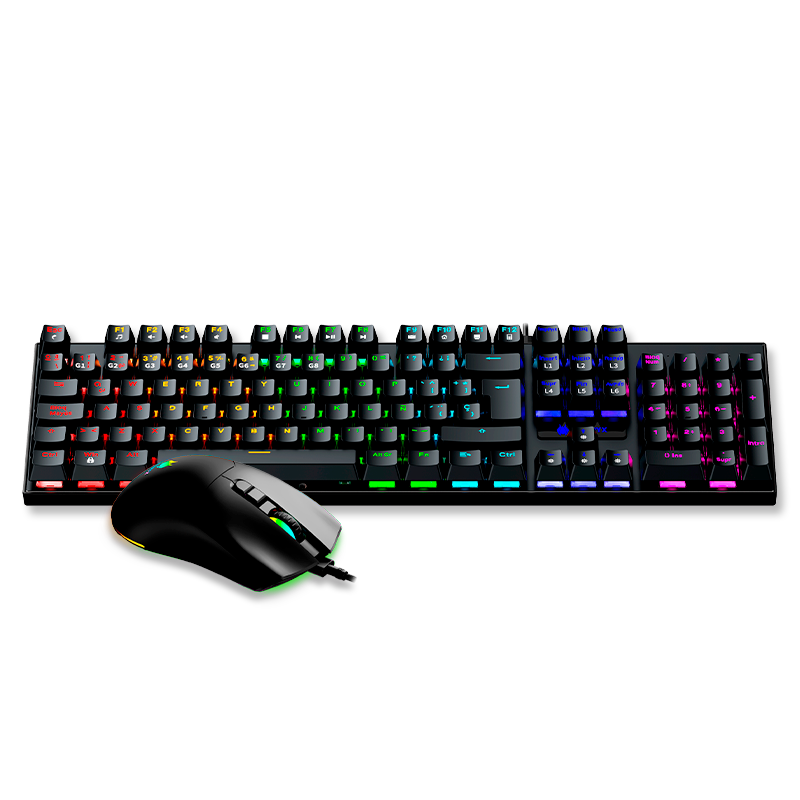 Kit Gaming Antryx GC-3100, Teclado Mecanico + Mouse Black, Blue Swith RGB