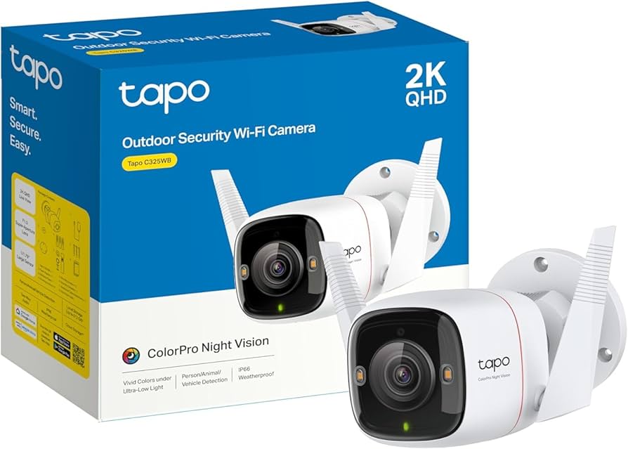 TP-LINK TAPO C325WB Camara WiFi 2K para exteriores, QHD 4MP, IP66