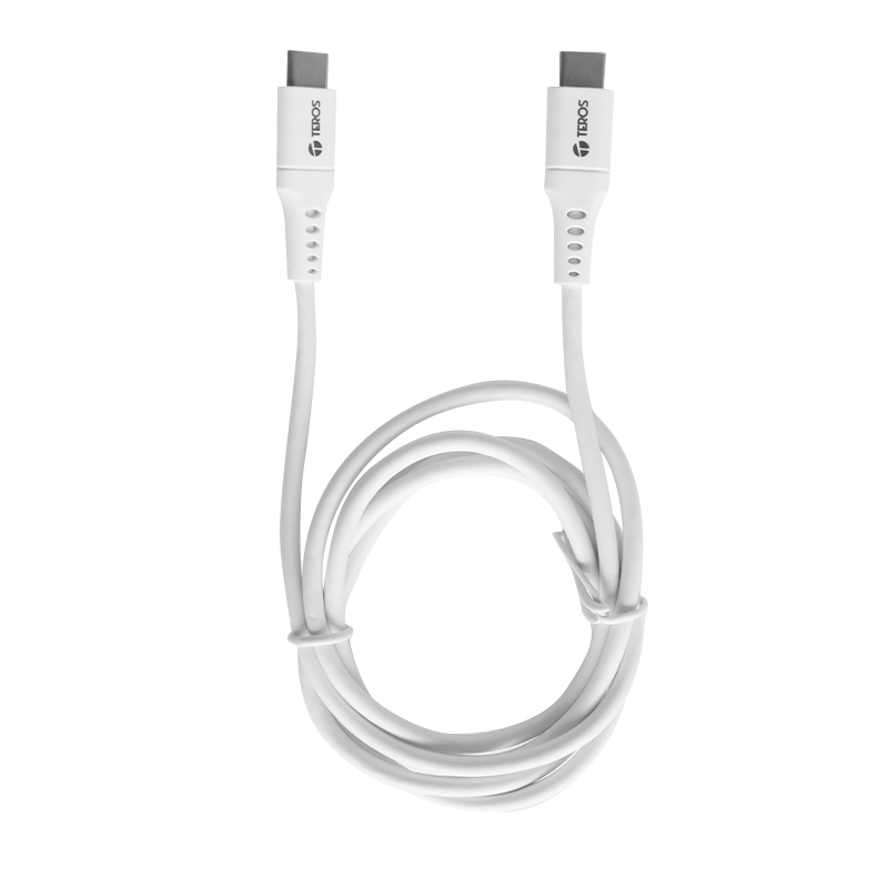 Archivar-Cable USB TEROS TE-70208W, Tipo-C a Tipo-C, 5A, 100W Máx, blanco
