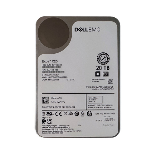 Dell 20TB HDD SATA ISE 6Gbps 7.2K 512e 3.5In HotPlug CUS Kit