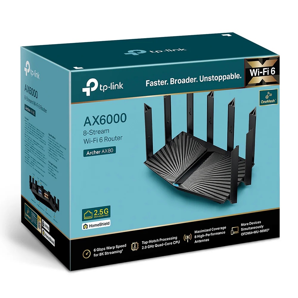 Router TP-LINK ARCHER AX80 WiFi6 AX6000 Puerto Multigigabit
