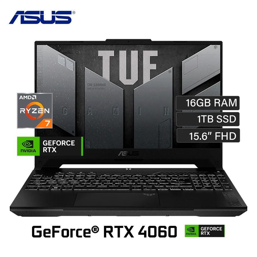 Laptop Asus TUF Gaming A15, FA507NV-LP153 15.6" FHD IPS, Ryzen 7 7735HS 4.7GHz, Ram 16 GB DDR5 4800, 1TB SSD, NVIDIA GeForce RTX 4060 8GB GDDR6, FreeDos.
