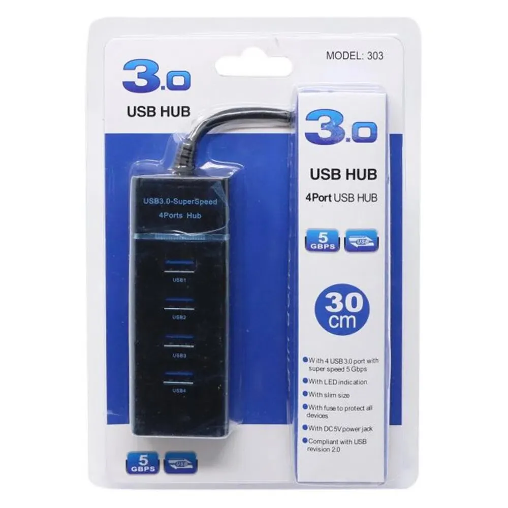 Hub USB 3.0 Tipo C, 4 Puertos 30cm.