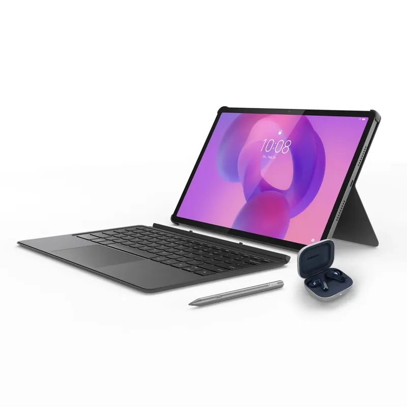 Tablet Lenovo Idea Tab Pro, 12.7" 3K (2944x1840) LTPS/Brillante/Touch, Dimensity 8300 3.35 GHz, Ram 8GB LPDDR5X, Almacenamiento 256GB con Teclado + Lápiz óptico Plus + audifonos moto buds