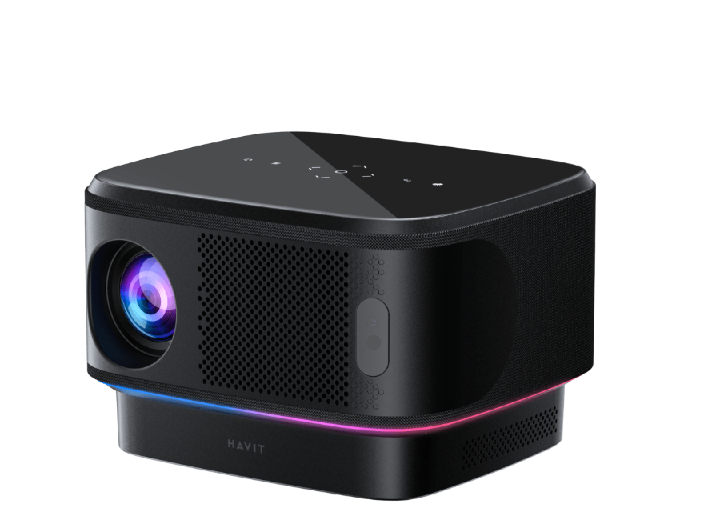 Proyector Havit PJ300 PRO, Negro, 550ANSI LUMENS 4.45" ANDROID-TV 9.0, LCD DISPLAY, 4K, 120", WIFI