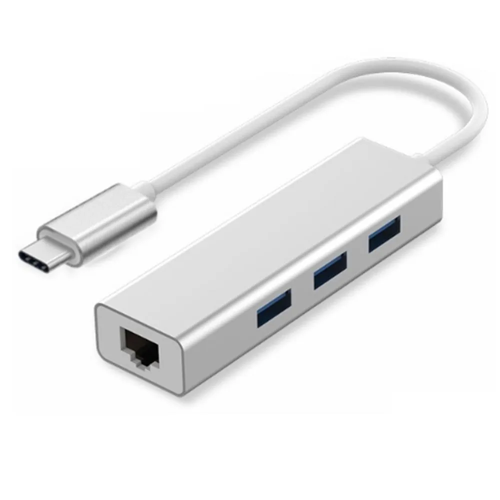 Hub Convertible USB y Tipo-C Lan RJ45 + 3 USB 3.0