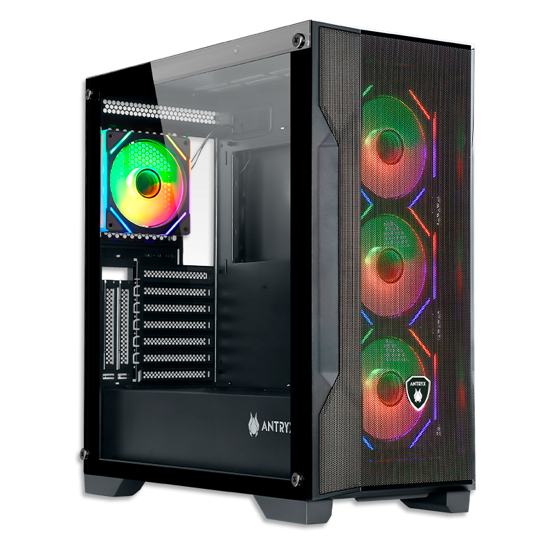 Case Antryx FX 710U RGB 4 FAN Mesh USB-C Black 6 Rack SSD