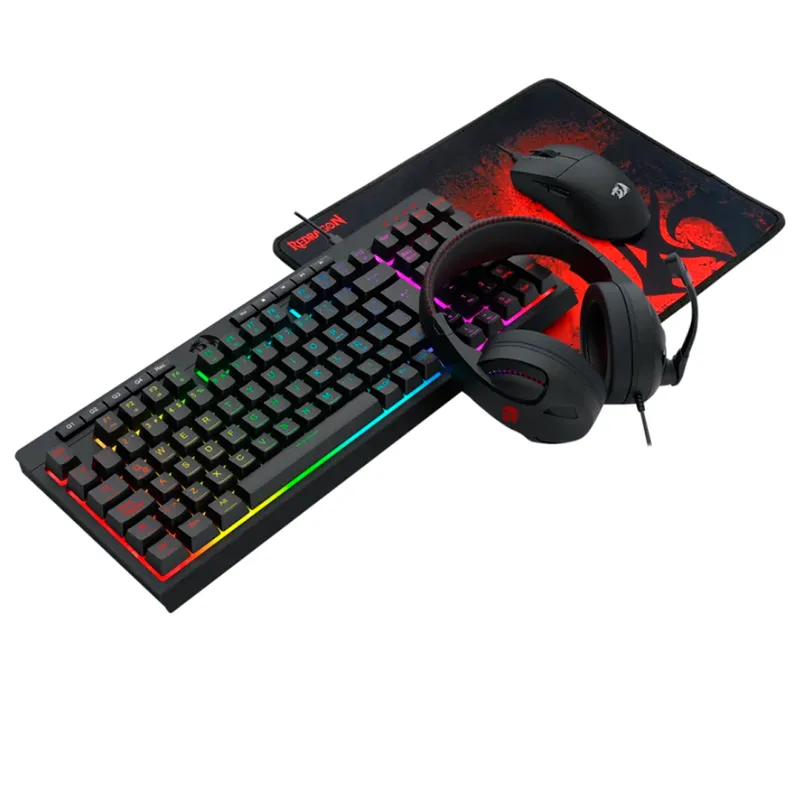 Combo Redragon S147-SP 4 en 1: Teclado K515, Mouse M724, Audifonos H211 y Pad P016.
