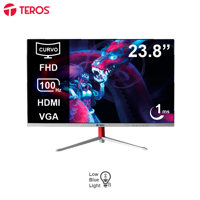 Monitor curvo TEROS TE-2402S 23.8" FHD VA 100Hz 1ms HDMI VGA negro