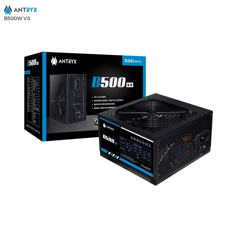 Fuente Poder Antryx B500W V3 ATX, AP-B500RV3S-RB.