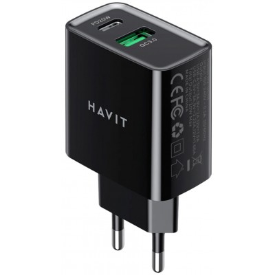 Cargador HAVIT UC111, USB, USB-C, 20W, Negro