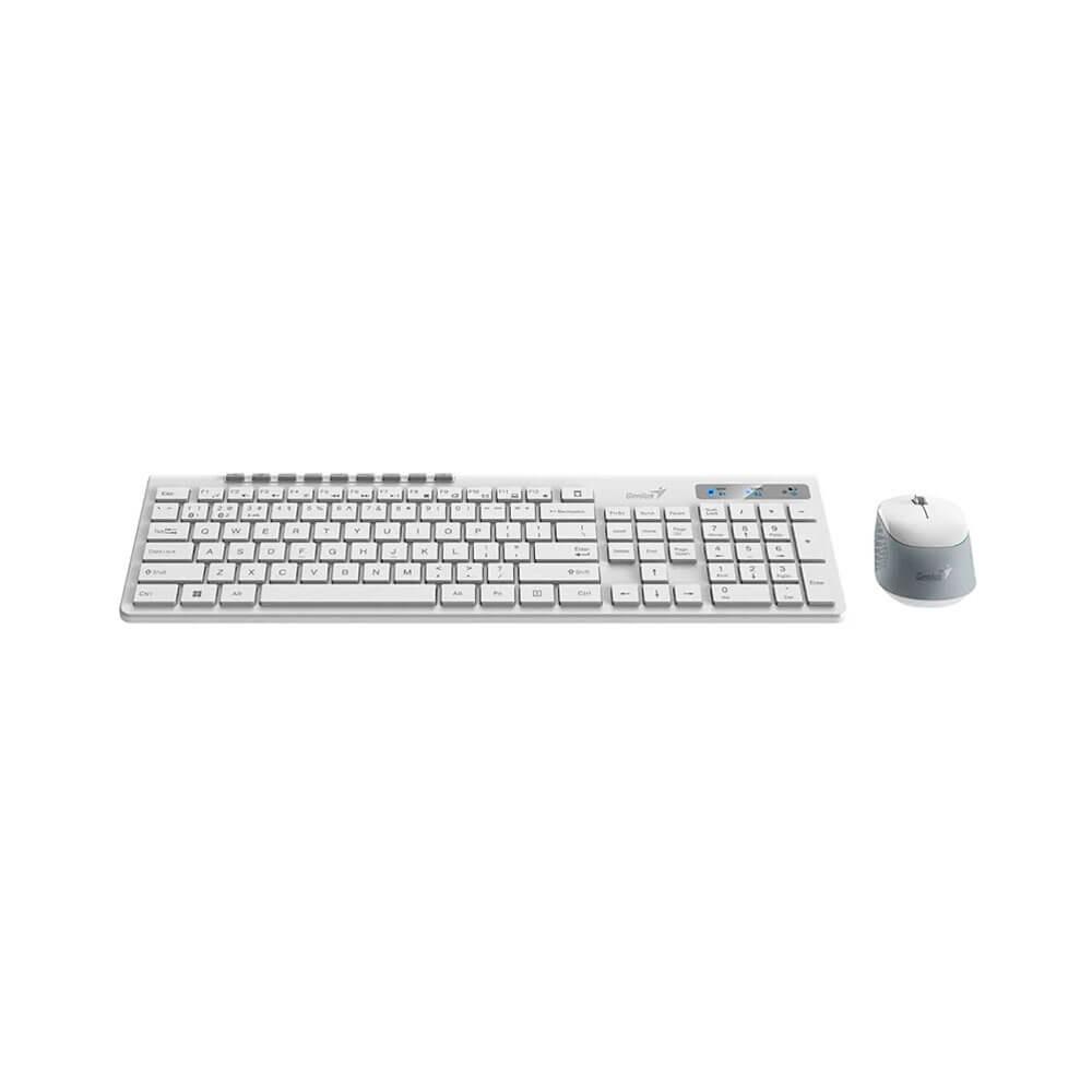 Combo 2 En Uno Genius Inalambrico Slimstar 8230 Teclado, Mouse, BT/2.4G, Multimedia, Blanco